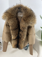 Large Real Silver Fox Fur Collar with Knit Sleeve Winter Women Coa 1